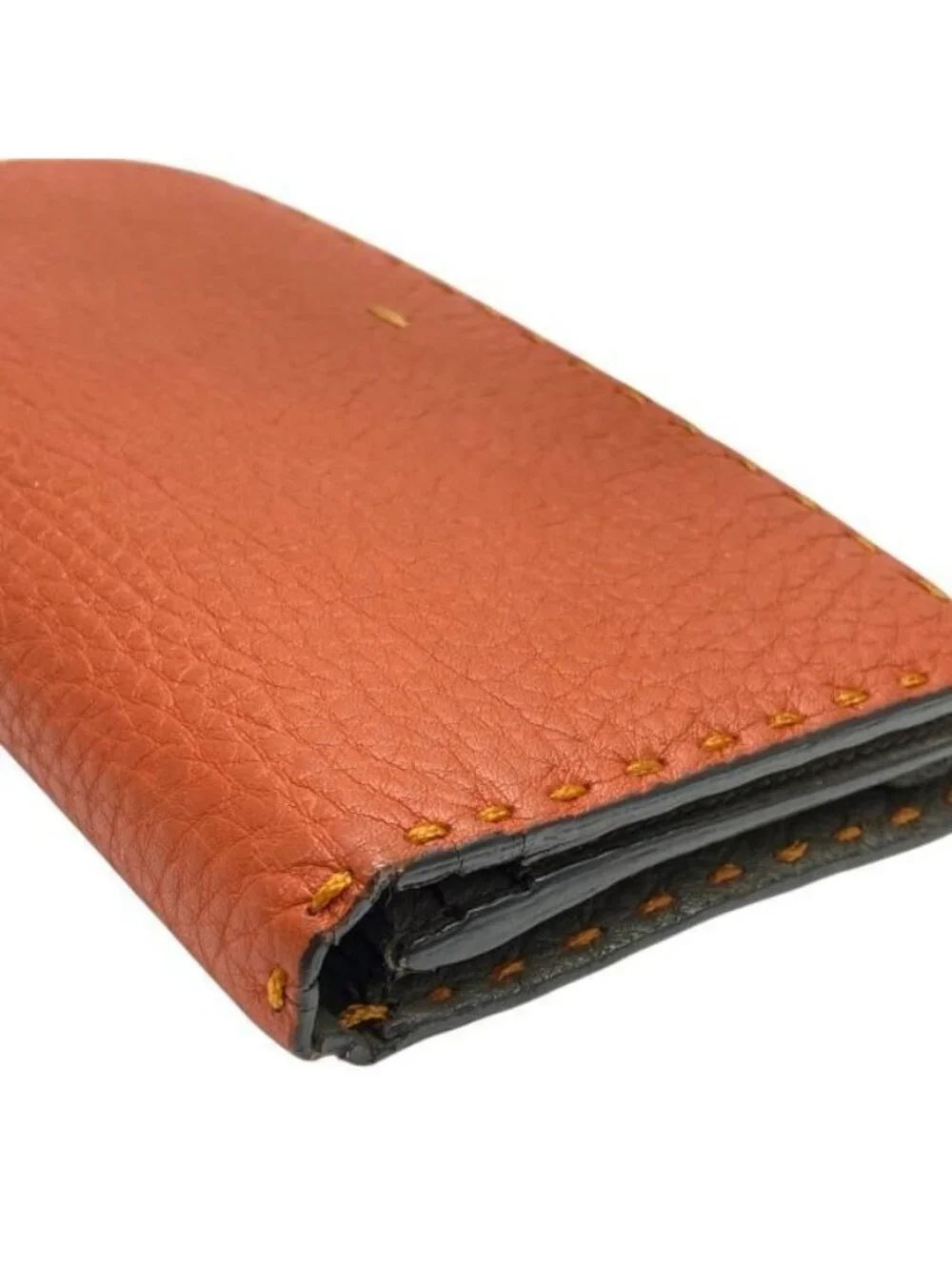 Fendi Selleria 7 M0186 Wallet Long Fold Leather Orange